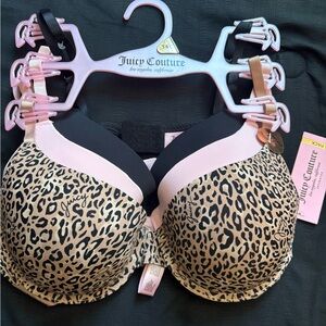Juicy Couture Leopard Print Bra - Black and light pink.